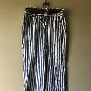 Jolt | Blue and White Striped Pants with Belt